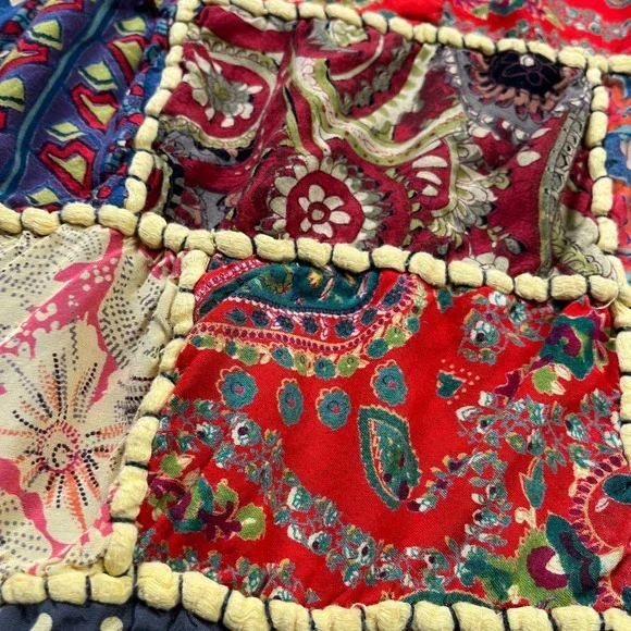 Patchwork Maxi Skirt Womens XL Multicolor Paisley Leopard Print Boho hippie - Picture 3 of 8